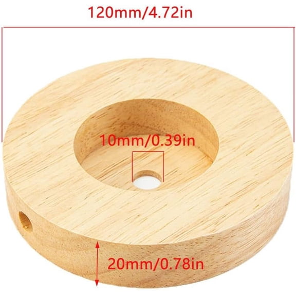 2 Pack Table Lamp Base Only 4.7'' Round Solid Wooden Stand Holder Foot for Desk Lighting Night LED Light Spotlight Wood Art Display Base DIY Craft Project