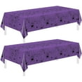 thumbnail image 1 of 2 Pack  Tablecloths,54"x108" Plastic Table Cloth Disposable for Rectangle Tables,Table Cover for Dinner Outdoor Picnic Birthday Bridal Wedding Baby Shower Party Decoration Halloween Purple Web, 1 of 15