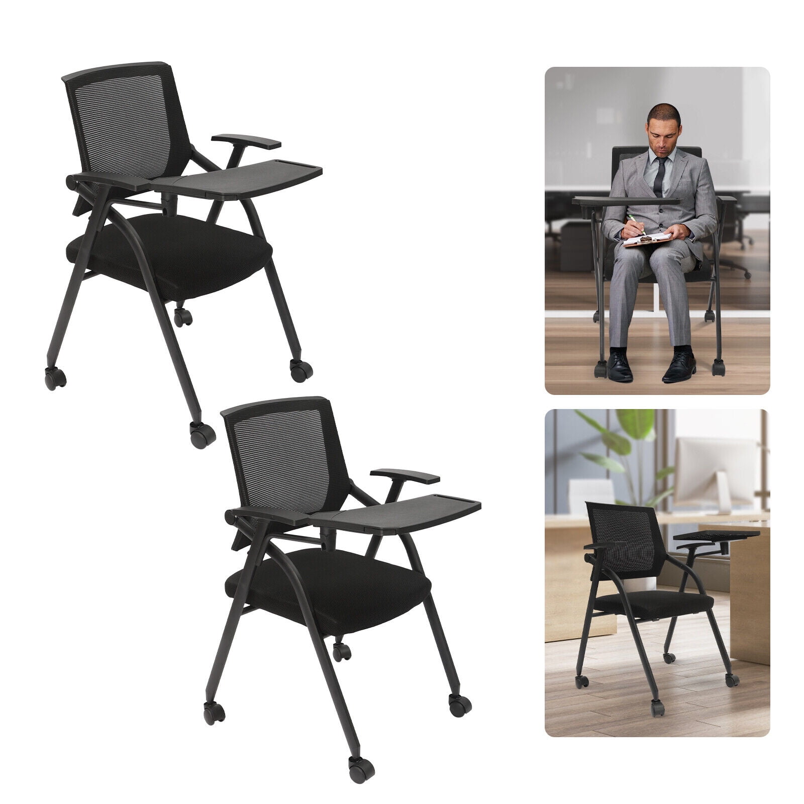 Ergonomic Chair Black Comfort Office Waiting Room Stackable Chairs