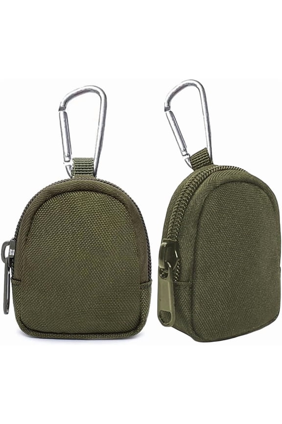 2 Pack Tactical Coin Purse - Military Pocket Keychain Pouch as Mini Tool Organizer Coin Car Key Waist Case Earphone Pack Backpack Accessory Pouch (Black-2pcs)