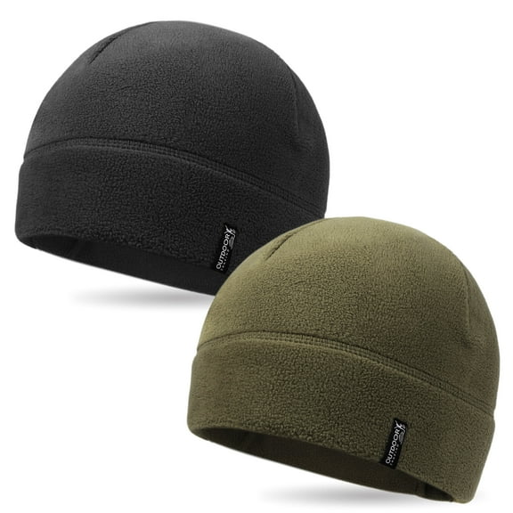 2 Pack Tactical Fleece Cap Winter Warm Beanie Military Army Watch Cap Gift for Men Women