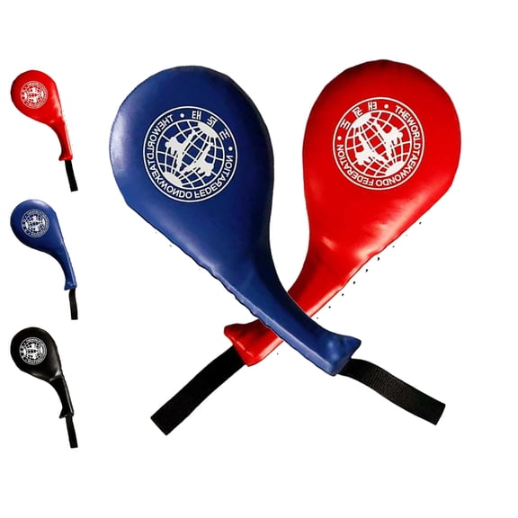 2 Pack Taekwondo Kick Pad with Inner Steel Plate, Durable PU Leather Double Striking Target for Karate, MMA, Martial Arts Training, High Density EVA Foam Kicking Paddle for Kids & Adults