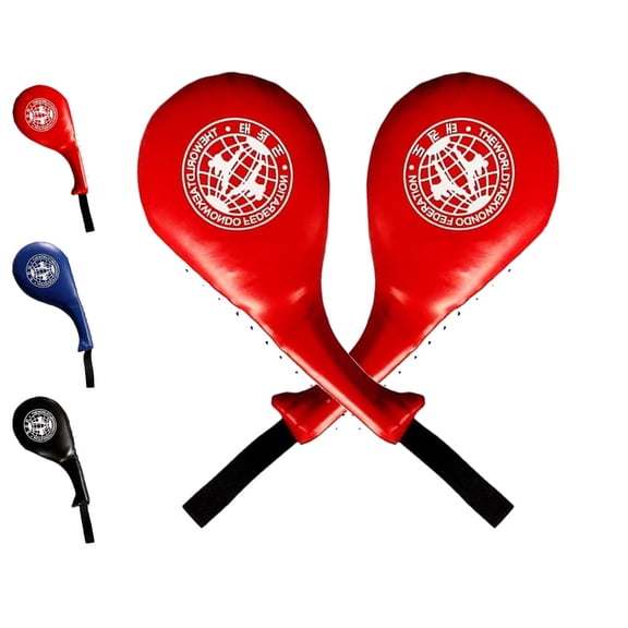 2 Pack Taekwondo Kick Pad with Inner Steel Plate, Durable PU Leather Double Striking Target for Karate, MMA, Martial Arts Training, High Density EVA Foam Kicking Paddle for Kids & Adults