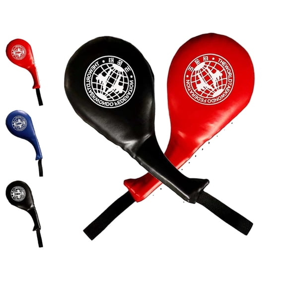 2 Pack Taekwondo Kick Pad with Inner Steel Plate, Durable PU Leather Double Striking Target for Karate, MMA, Martial Arts Training, High Density EVA Foam Kicking Paddle for Kids & Adults