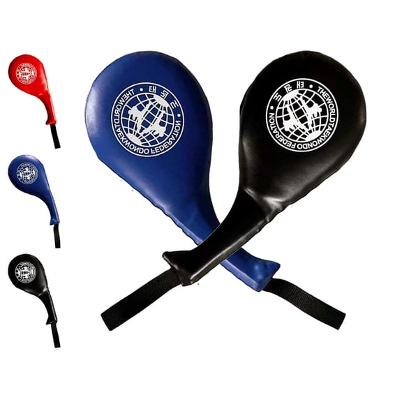 2 Pack Taekwondo Kick Pad with Inner Steel Plate, Durable PU Leather Double Striking Target for Karate, MMA, Martial Arts Training, High Density EVA Foam Kicking Paddle for Kids & Adults