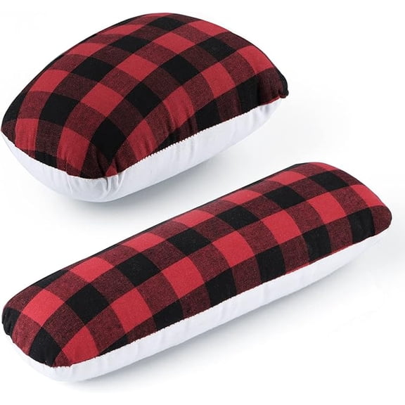 2 Pack Tailor's Ham, Solid Seam Roll Set, Linen and Doll Cotton Press Ham, Tailors Ironing Ham for Ironing, Darts, Collar, Long Seam, Red and Black Plaid