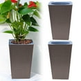 thumbnail image 1 of 2 Pack Tall Planters Flower Pots for Indoor or Outdoor 8" Plant Pots Tall Flower Pots Tapered Planters with Tray for Porch, Patio, Backyard, Large Planters for Outdoor Indoor Home Decor(Brown), 1 of 9
