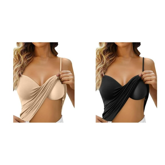 2 Pack Tank Top Women Women's Shelf Bra Camisole Tops Adjustable Spaghetti Strap Cami Tank Undershirts Sport Tank Tops for Women XL