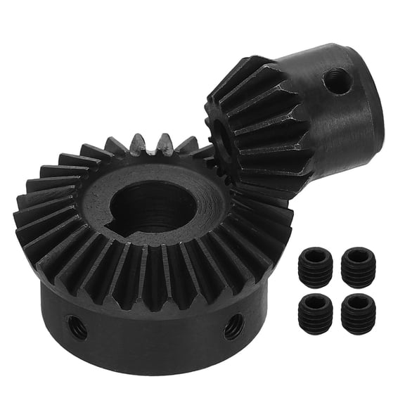 2 Pack Tapered Bevel Gears Set, 1.5 Mod 1:2 (15T/30T) Harden Steel Straight Bevel Gear, 90 Degree Steering Motor Gears, (6/14mm Shaft Hole with Keyway)