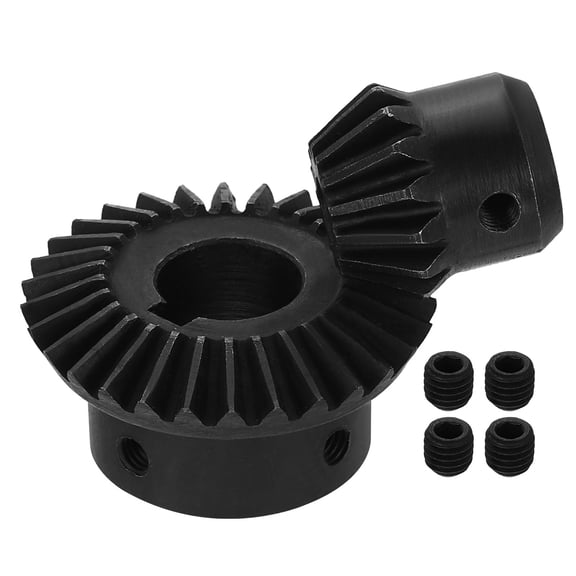 2 Pack Tapered Bevel Gears Set, 1.5 Mod 1:2 (15T/30T) Harden Steel Straight Bevel Gear, 90 Degree Steering Motor Gears, (6/16mm Shaft Hole with Keyway)