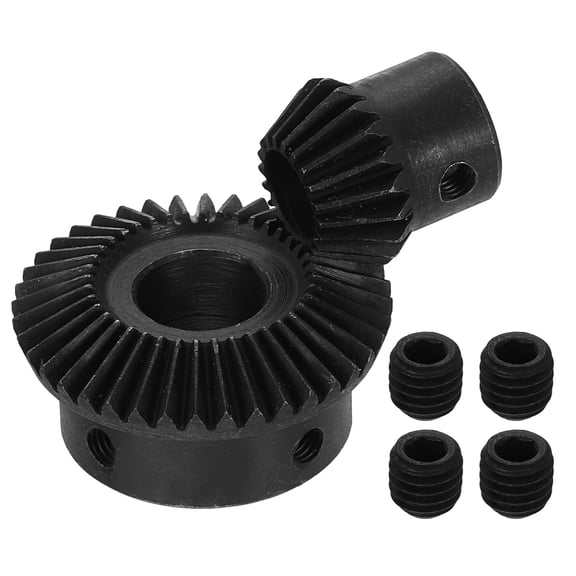 2 Pack Tapered Bevel Gears Set, 1 Mod 1:2 (20T/40T) Harden Steel Straight Bevel Gear, 90 Degree Steering Motor Gears, (10mm/14mm Shaft Hole)