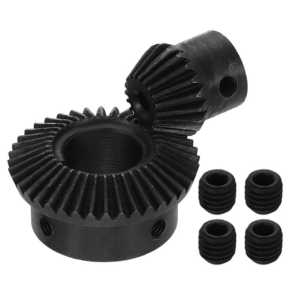 2 Pack Tapered Bevel Gears Set, 1 Mod 1:2 (20T/40T) Harden Steel Straight Bevel Gear, 90 Degree Steering Motor Gears, (5mm/17mm Shaft Hole with Keyway)