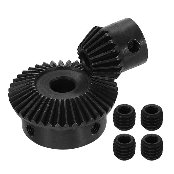 2 Pack Tapered Bevel Gears Set, 1 Mod 1:2 (20T/40T) Harden Steel Straight Bevel Gear, 90 Degree Steering Motor Gears, (6mm/10mm Shaft Hole)