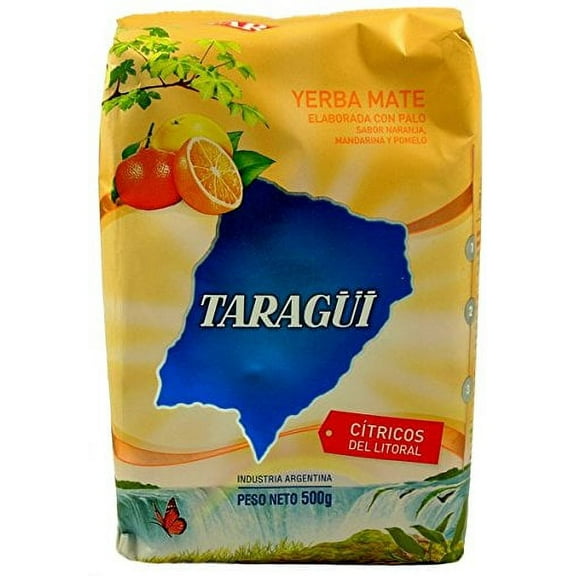 2 Pack Taragui Yerba Mate Citricos del Litoral with Orange, Lemon and Grapefruit Peel- Taragui Citrics- Loose Leaf- Energy Booster- 500-Gram/1.1lb each