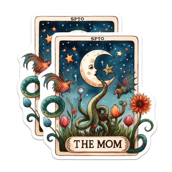 (2 Pack) Tarot Card Mom Magnets - Mystical Moon Snake Dragon Art - Unique Mother Figure Decor - 5 Inches On Longest Side - Thick Durable Magnet - Made in USA - MAG22000