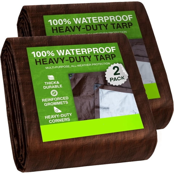 2 Pack Tarps Heavy Duty Waterproof - Tent Cover, Camping Tarp Waterproof, Heavy Duty Tarp for Under Pool, Covers Cars, Boats, Roofs, Supplies & Equipment for Outdoor Projects (8x10)