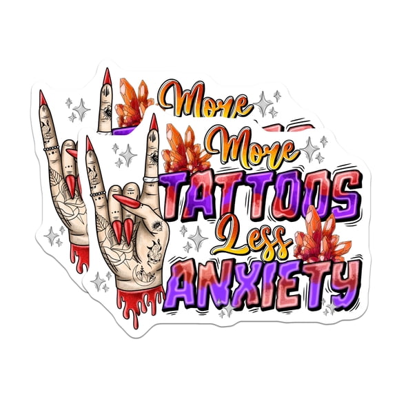 (2 Pack) Tattoo Lover Magnets - Anxiety Reduction - Alt Aesthetic Decor - Rock On Hand - Tattoo Art Design - 5 Inches On Longest Side - Thick Durable Magnet - Made in USA - MAG28028