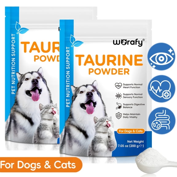 (2 Pack) Taurine Powder Supplement for Dogs & Cats, Support Vision & Heart, Digestive Balance, with Essential Amino Acid, Taurine Powder for Daily Pet Nutrition