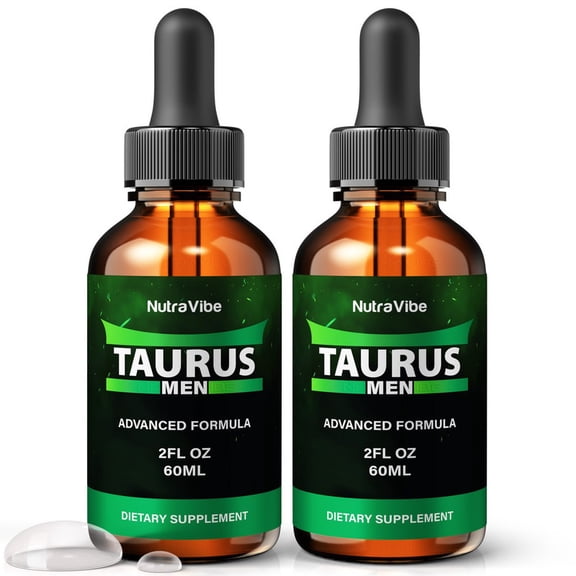 (2 Pack) TaurusMen Health Support with Natural Ingredients to Support Steady Energy, Stamina & Drive | Daily Formula in Easy-to-Take Drops, 30 Day Supply (60 Servings)