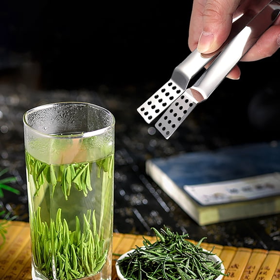 2-Pack Tea Bag Squeezer Stainless Steel Tea Tongs - 5.4" x 1.6" Portable Tea Strainer With Hole Design - Kitchen Bar Tool For Ice Cube & Tea Ba
