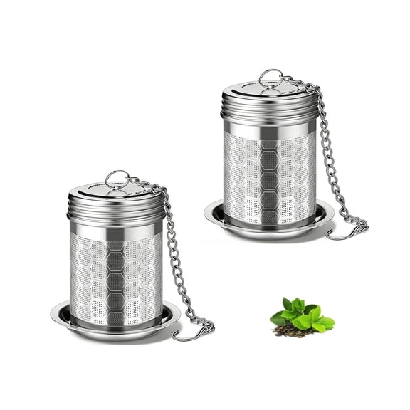 2 Pack Tea Infuser for Loose Tea, Stainless Steel Tea Strainer with Drip Tray Tea Diffuser Filter Tea Steeper Infusers for Black Tea, Rooibos