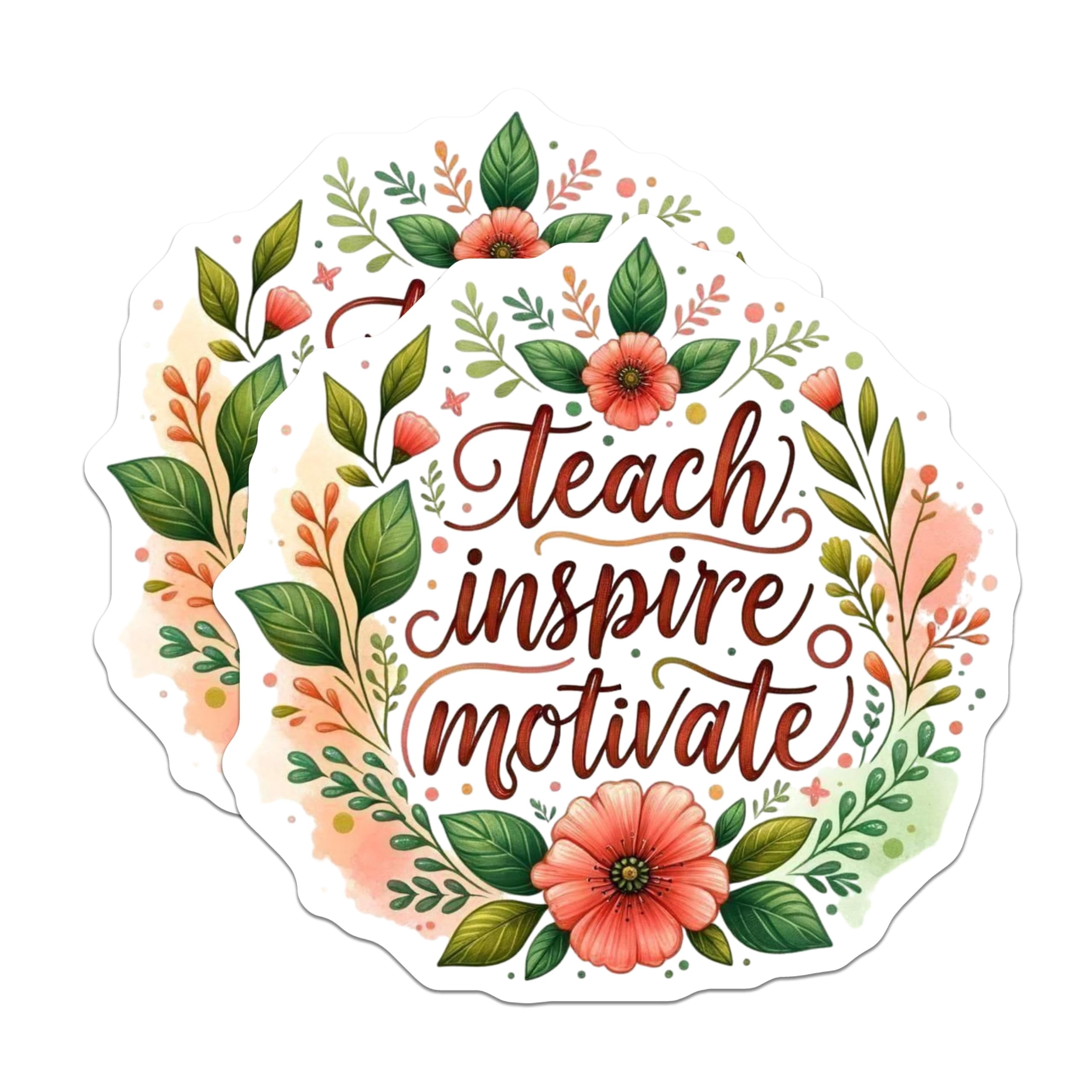 (2 Pack) Teach Inspire Motivate Magnets - Motivational Quote - Floral ...
