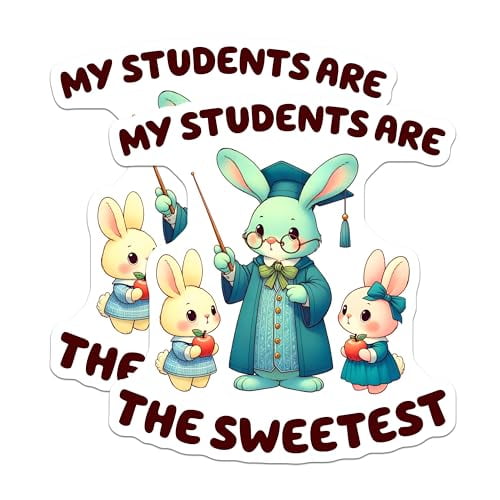 (2 Pack) Teacher Appreciation Magnets - Cute Teacher Bunny - Classroom Decor - Back to School - 5" On Longest Side - for Cars, Fridges, Toolboxes - Made in USA - MAG8144