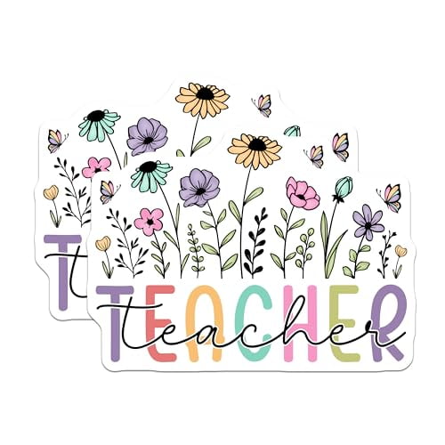 (2 Pack) Teacher Appreciation Magnets - Floral Teacher Magnets - Classroom Decor Magnets for Teachers - 5" On Longest Side - for Cars, Refrigerators, Toolboxes, Lockers - Made in USA MAG3582