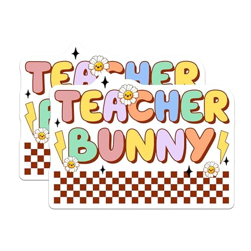 (2 Pack) Teacher Bunny Magnets - Fun Teacher Decor - 5" On Longest Side - for Cars, Fridges, Toolboxes - Made in USA - MAG8145