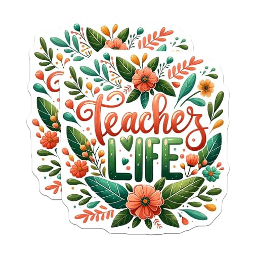 (2 Pack) Teacher Life Magnets - Ative Classroom Magnets - Inspirational Educator Magnets - 5" On Longest Side - for Cars, Fridges, Toolboxes - Made in USA - MAG4422