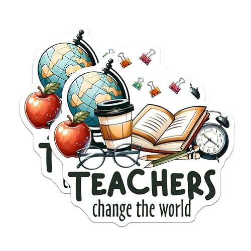 (2 Pack) Teachers Change The World Magnets - Classroom Decor - 5" On Longest Side - for Cars, Fridges, Toolboxes - Made in USA - MAG8033