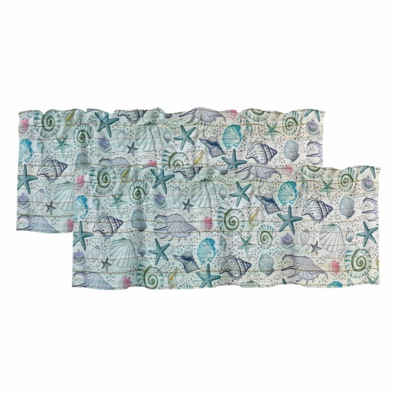 2 Pack Teal Blue Coastal Valances for Windows Bedroom Living Room ...