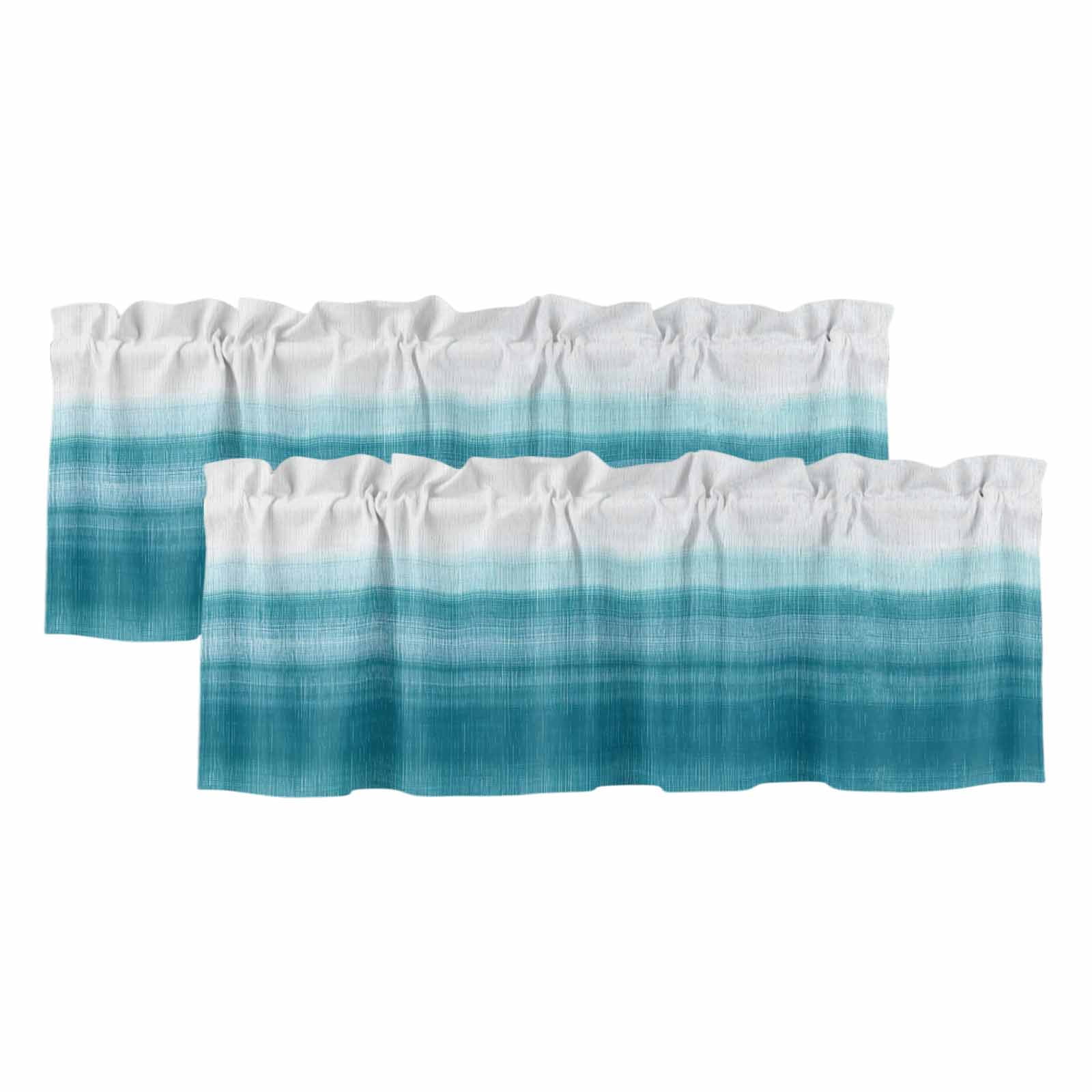 2 Pack Teal White Gradient Valance for Window Abstract Ombre Texture ...