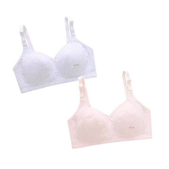 2-Pack Teen Girls Training Bras Seamless Sports Bra Adjustable Shoulder Underclothes Soft Comfort Cotton Padded Bralette Big Girl's Undies Clothes