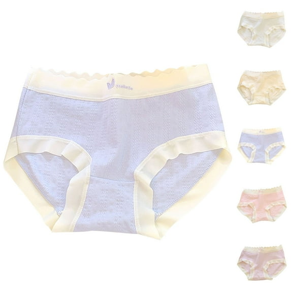 2 Pack Teens Girls Cotton Underwear Briefs Size 9-16 Mid Waisted Breathable Panties Juniors Kids Lightweight Color-Block Full-Coverage Brief
