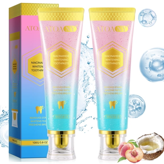 2 Pack Teeth Whitening Toothpaste, Niacinamide Toothpaste, Fresh Breath, 3.8 OZ