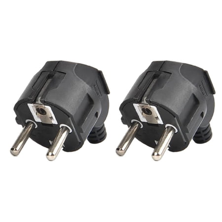 (2 Pack) Tekit EU 16A Schuko French Korea 4.8mm Pin DIY Rewireable Plug Max AC250V 16A,Schuko France Germany EU ø4.8mm Pin DIY Rewireable Power Plug (Black)