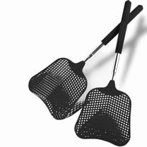 2 Pack Telescopic Fly Swatters for Indoor/Classroom, Durable Plastic Fly Swatter Heavy Duty Fly Trap Sets for Outdoor Camping, Flyswatter with Stainless Steel Handle (Black)