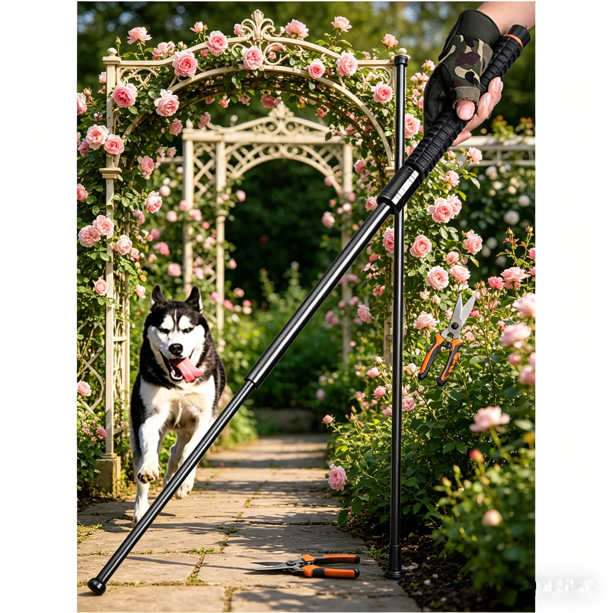 2-Pack Telescopic Gardening & Yard Maintenance Utility Sticks, Extendable Garden Pruning & Landscaping Access Poles for Rose Bushes & Outdoor Plants