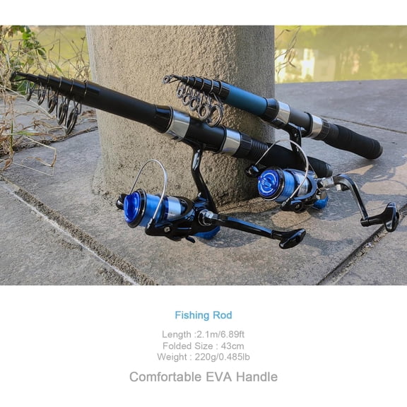 2 Pack Telescopic Spinning Fishing Rod Reel Combos with Carrier Bag, Lures, Pliers for Saltwater Freshwater Fishing