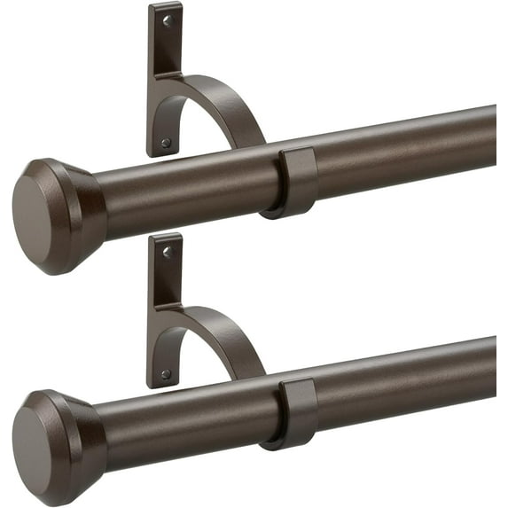 2 Pack Telescoping Curtain Rods, 1Inch Diameter Drapery Rods 144-164Inch Length Adjustable Rod with Brackets Window Treatment-Dark Bronze