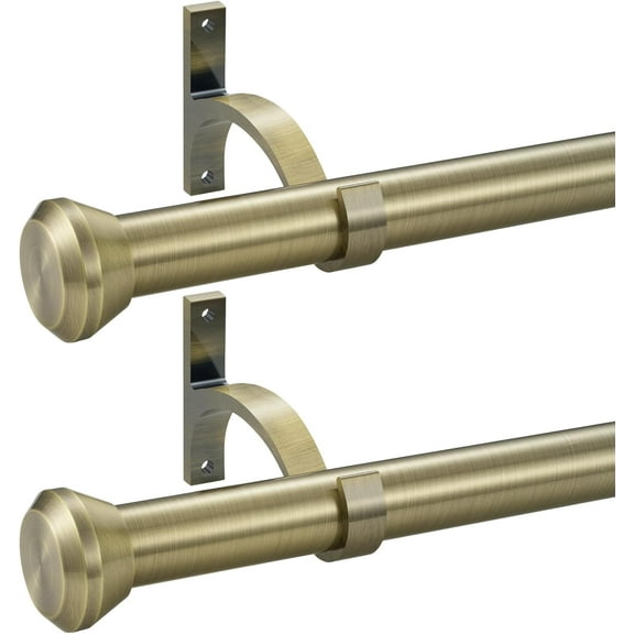 2 Pack Telescoping Curtain Rods,1Inch Diameter Drapery Rods 48-84Inch Length Adjustable Rod with Brackets Window Treatment-Warm Gold