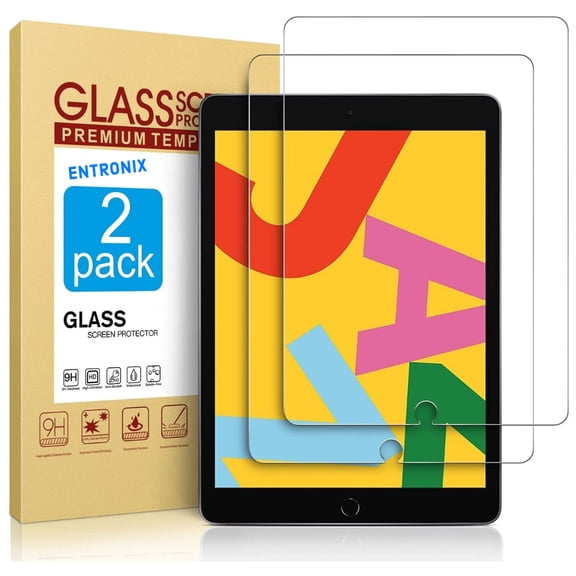 (2 Pack) Tempered Glass Screen Protector For iPad Air 1/Air 2 (iPad 5th/6th) - Entronix Tempered Glass Screen Protector iPad 9.7 inch, 9H, Anti-Scratch, Anti-Bubble, Anti-Fingerprint