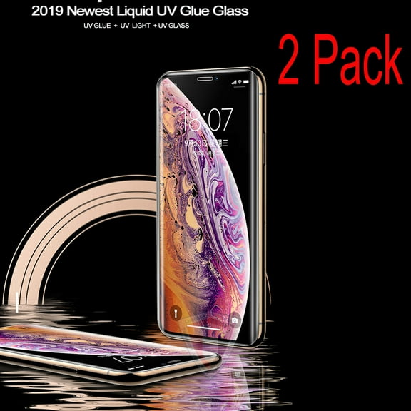 2 Pack Tempered Glass Screen Protector For iPhone XS Max 6.5 inch , Touch Responsive, Include Liquid Installation Tools [Case Friendly][Full Screen Coverage][HD Clear]