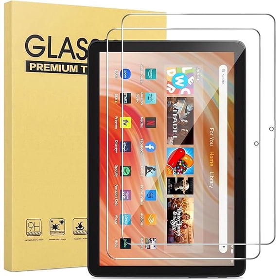 [ 2 Pack] Tempered Glass Screen Protector for Kindle Fire HD 10 / hd 10 plus Tablet 2023 2021 Release 13th 11th Generation (Clear, 10 Inch Fire 10 2023/2021)