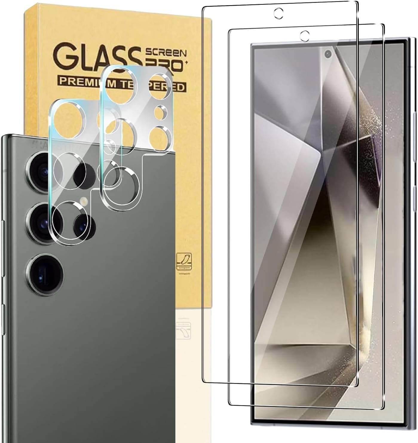 2-Pack Tempered Glass Screen Protector for Samsung Galaxy S24 Ultra 6.8'' Transparent HD Clear Anti-Scratch Screen Protector for Samsung Galaxy S24 Ultra