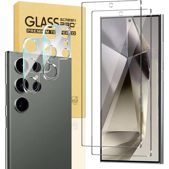 2-Pack Tempered Glass Screen Protector for Samsung Galaxy S24 Ultra 6.8'' Transparent HD Clear Anti-Scratch Screen Protector for Samsung Galaxy S24 Ultra