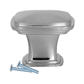 2 Pack Temple Square Style Brushed Nickel Cabinet Hardware Knob, 1-7/32 Inch Diameter