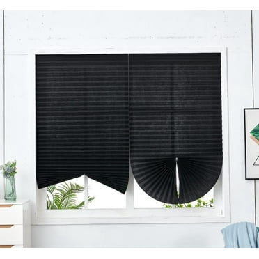2 Pack Temporary Blinds for Window, Pleated Paper Blinds Cordless No Drill Blinds Room Darkening Shades Blackout Shades for Bathroom Kitchen Office