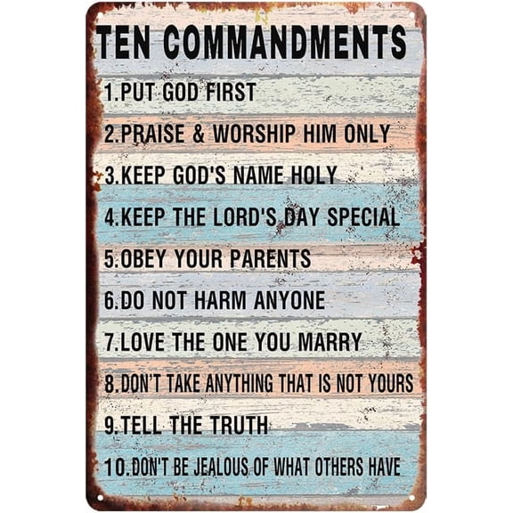 2 Pack The Ten Commandments Wall Decor 10 Commandments Wall Art 10 Commandment Poster For Kids Metal Tin Sign Vintage Cowboy Ten Commandments Quote Poster 12 X 8 Inch